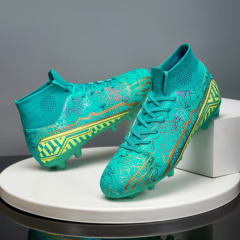 Футбольные бутсы Высокие эластичные носки Рот, кожаное ограждение Газонная резина с короткими ногтями Футбольные бутсы Детские футбольные бутсы большого размера