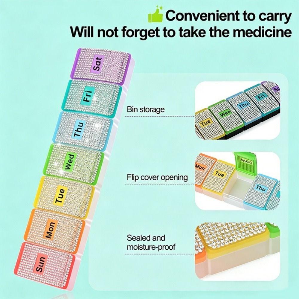Sealed 7 Day Pill Case 7 Grids Pill Dispenser Portable Vitamin Storage Container Travel