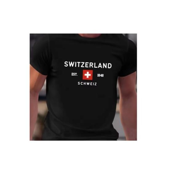Switzerland Swiss Tshirt MMA Boxing Muay Thai National Flag Training Print 3D Short Sleeve Unisex Women Men Quick Dry Fitness Workout Sport Round Neck