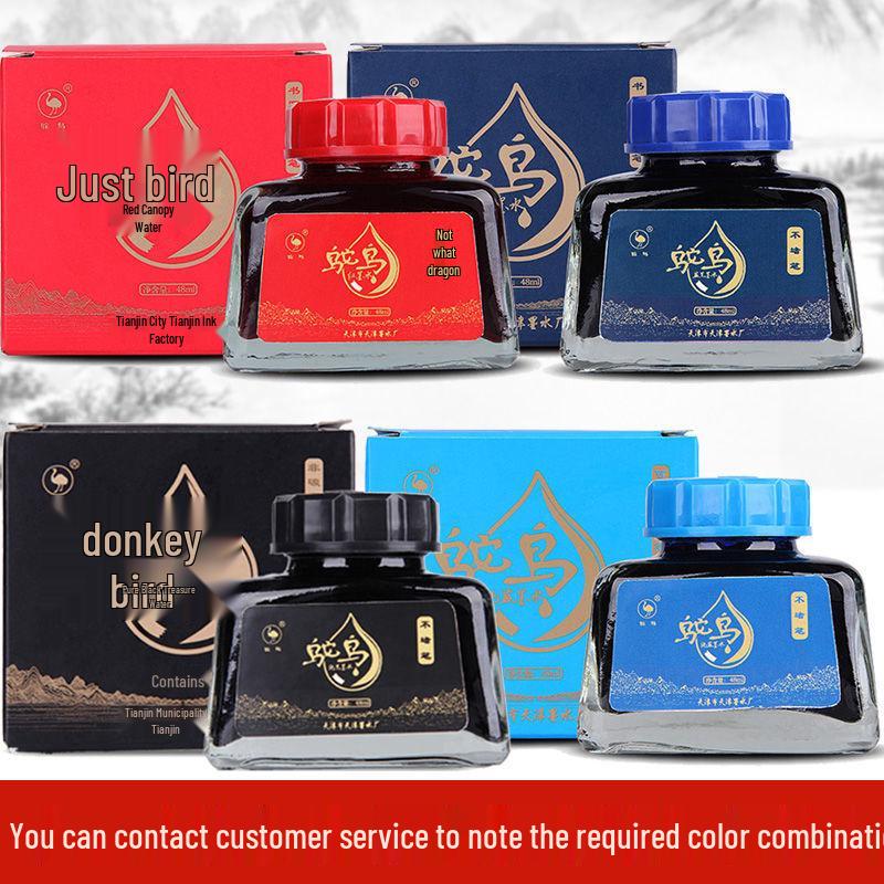 Чернила Ostrich не содержащие углерода для перьевых ручек Серии 5, водостойкие, стираемые, красные/черные/чисто-синие.