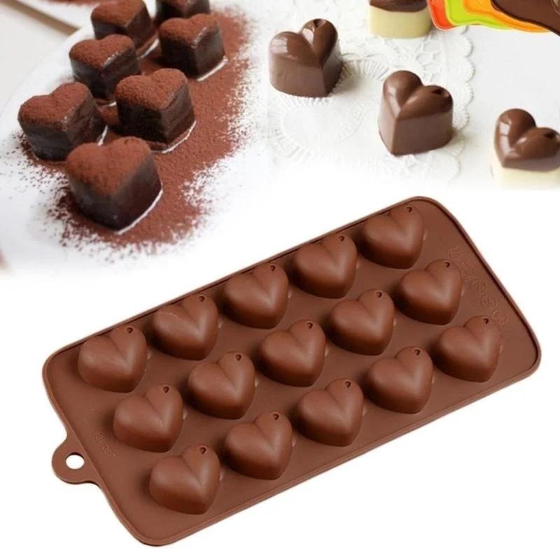 15 Holes Handmade Creative Chocolate Mold Silicone Cake Baking Heart Shape Pan Mould Chocolate Cupcake Muffin Bakeware Tools