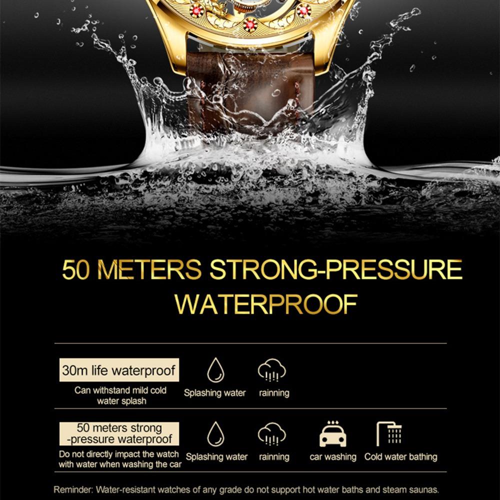 OUPINKE Мужские часы Механические часы с турбийоном через нижнюю часть Local Tyrant Gold Temperament Водонепроницаемые часы высокого класса