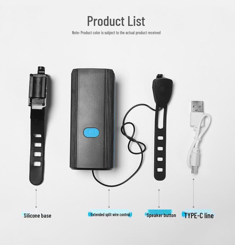 USB Rechargeable Bicycle Front Light & Horn for Night Riding