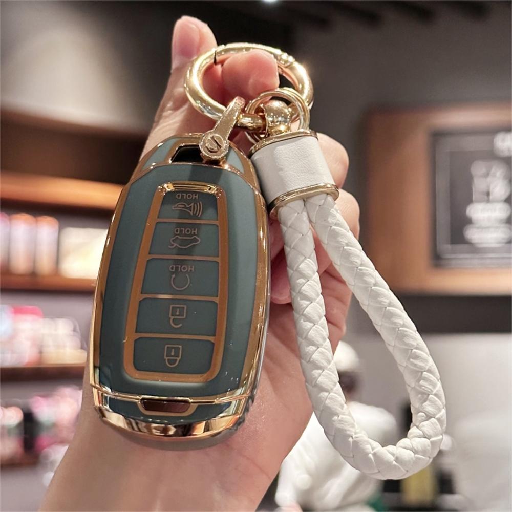Чехол для брелока из ТПУ с ремешком для ключей для Hyundai Elantra GT Sport Santa Fe Palisade Kona