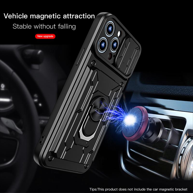 Броня Защита Камеры Слот для Карты Чехол-Кольцо для iPhone 14 13 12 11 Samsung Galaxy A53 A23 S22 S21 Redmi 10C OPPO Realme A54 A94 Vivo V23E Moto G200 Чехол