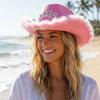 Wide Curved Brim Rhinestone Tiara Cowgirl Hat Sparkly Western Cowboy Cap  Birthday Party