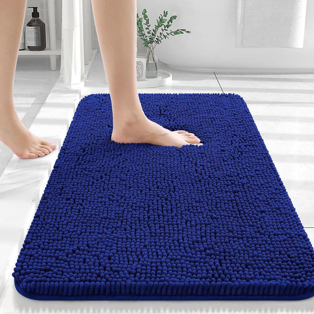 Long Haired Chenille Floor Mat Absorbent Carpet Plain Color Anti Slip Home Foot and Door Mat Home Hotel Bathroom Bedroom Foot Pedal