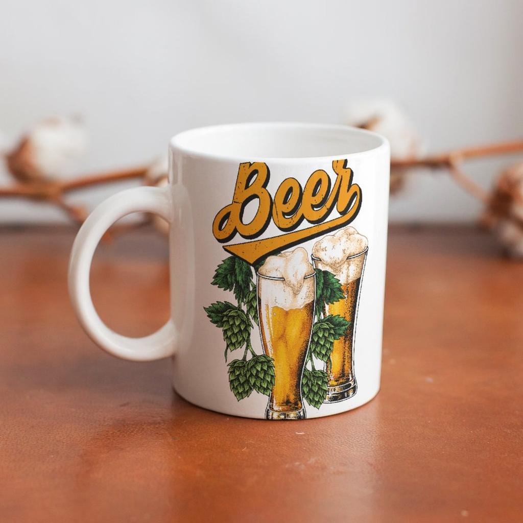 1 шт. 11 унций керамическая кружка для любителя пива с двусторонним печатным дизайном, домашняя посуда для напитков