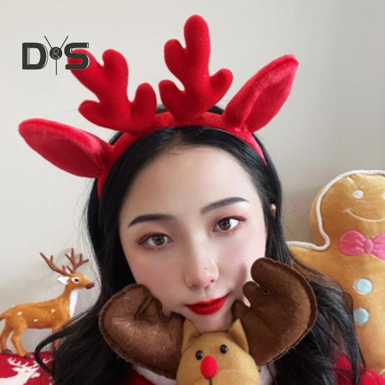 Christmas Headband Antler Decor Hair Hoop Festive Reindeer Design Headgear Women Elastic Comfortable Xmas Hair Accessories