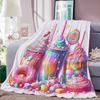 Flannel Throw Blanket Whimsical Ice Cream & Sweets Fantasy,suitable for sofas,beds,offices,travel,camping chairs,warm blanket