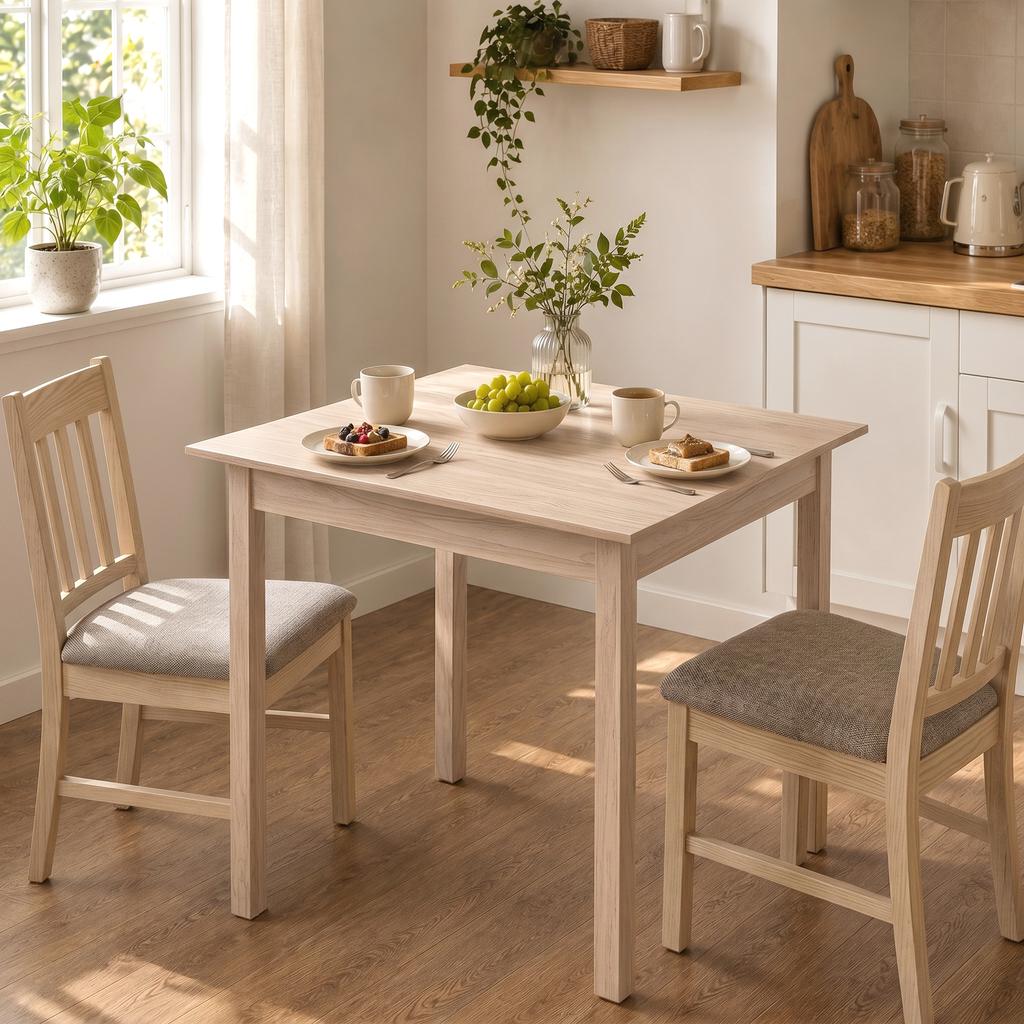 Kitchen Table Dining Table Square Table, Modern Design, 75 cm x 75 cm x 76 cm, Natural Wood