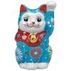 Kutani Ware Celebrating Business Prosperity and Good Left Size Light Maneki-neko Figurine, Fortune, Handed, 8.8cm Tall, 2.8, Blue, K9-1555