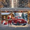 2D plane, 1 2D banner, Santa Claus and red pickup truck garage banner, snowman and gift design