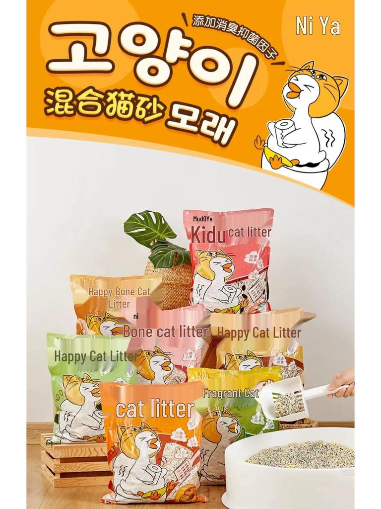 Дезодорирующий смешанный кошачий наполнитель NiYa: Тофу и бентонит, 20 фунтов (6 мешков по 2,5 кг каждый)