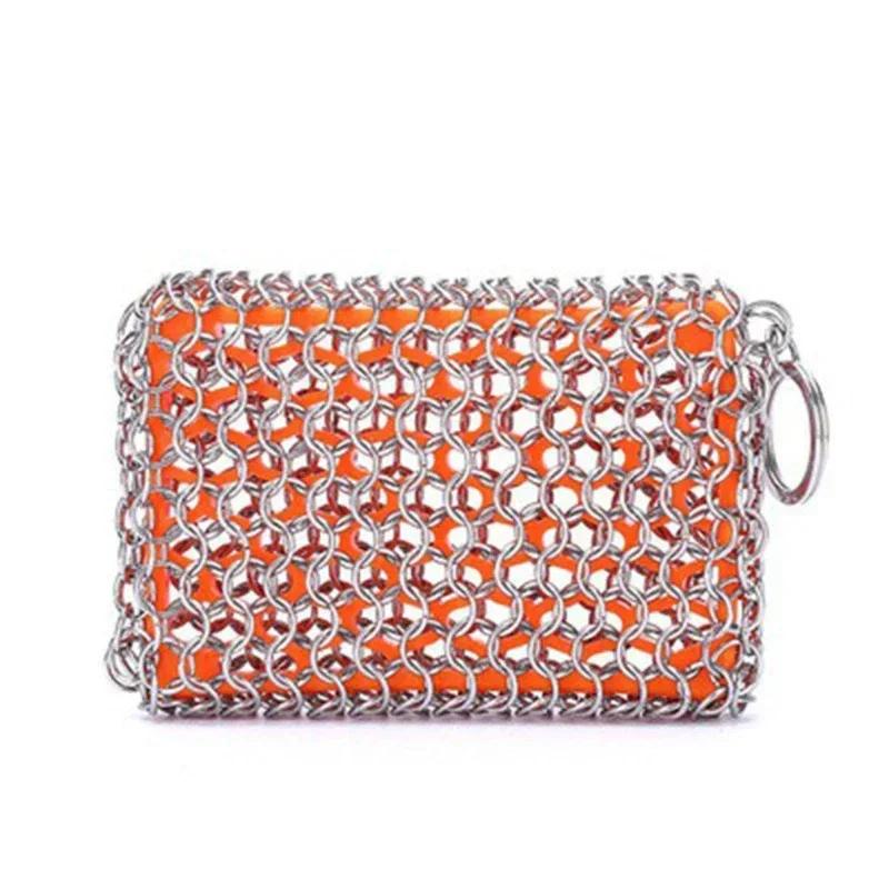 Однокольцевой очиститель для чугунной кухонной посуды, щетка для чистки, скребок для цепей из нержавеющей стали, сковорода, решетка, скребок для удаления ржавчины