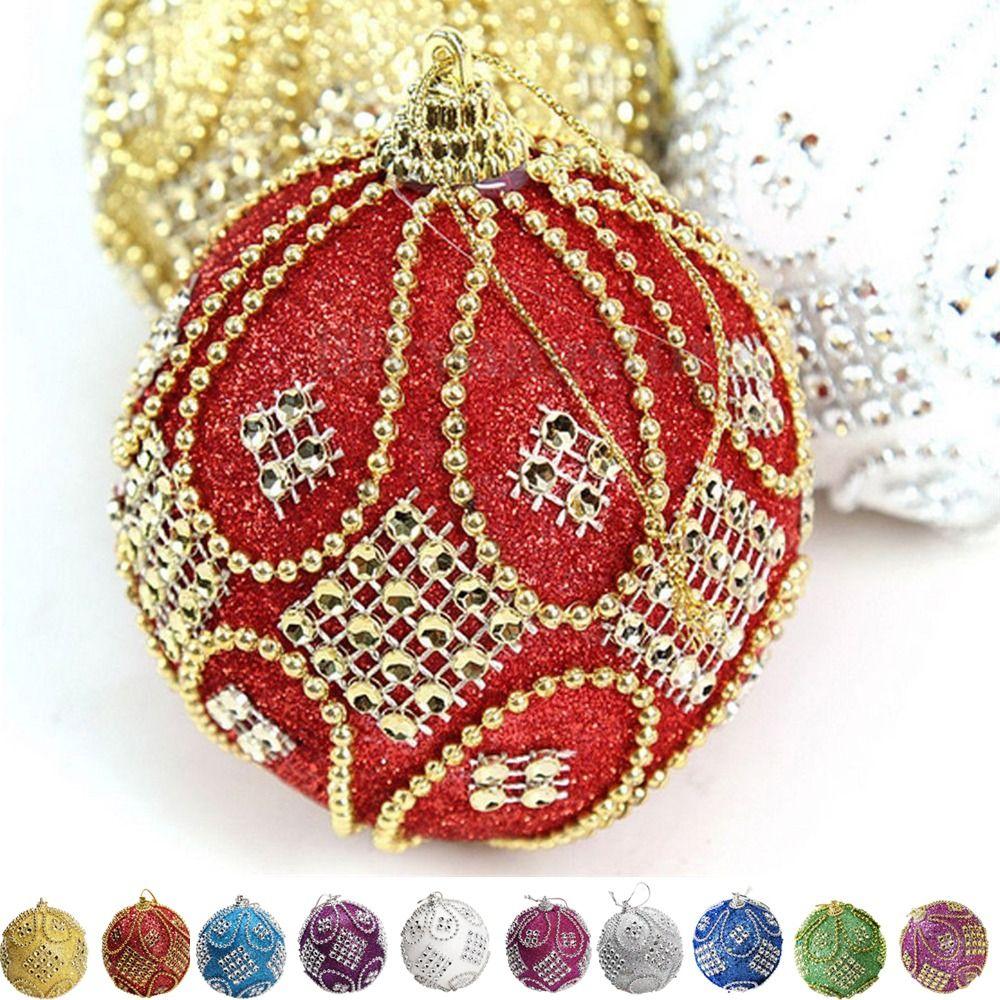 Creative 8CM Christmas Rhinestone Glitter Balls Foam Shiny Christmas Tree Ornament Decorative Hanging Christmas Ball Party