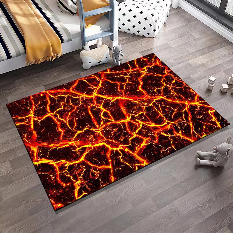 Fiery Lava Pattern Designed floor mat, suitable as a non-slip mat for the living room or bedroom sofa