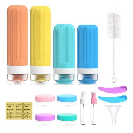 1 набор 60/90 мл силиконовых дорожных бутылочек, герметичные, многоразовые, для хранения крема для лица, лосьона, солнцезащитного крема, портативные, многоразовые, пустые емкости для туалетных принадлежностей