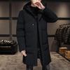 Мужская зимняя куртка средней длины из плотного хлопка с капюшоном