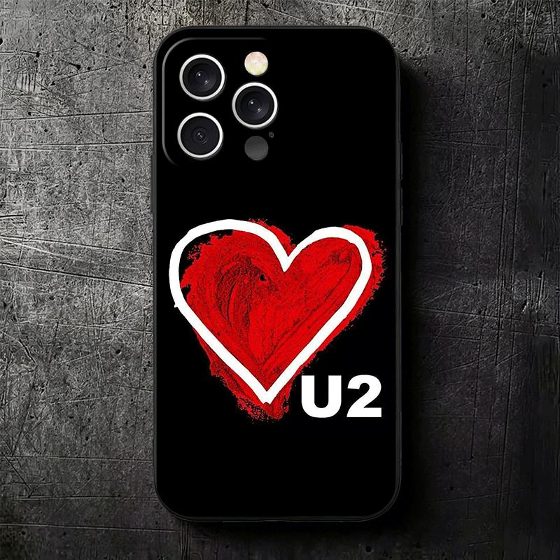 Мягкий чехол для телефона Rock Band U-U2 для iPhone 16 16E 17 Air 15 Pro Max 14 Plus 13 Mini 11 12 7 Черный корпус