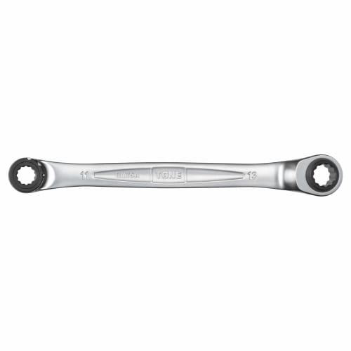 TONE 75 Double-Ended Ratchet Wrench (Deep Hole Type), RM75A-1113, 11 x 13mm Flats