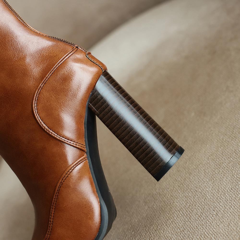 Коричневые черные женские полусапожки на высоком каблуке большого размера 50