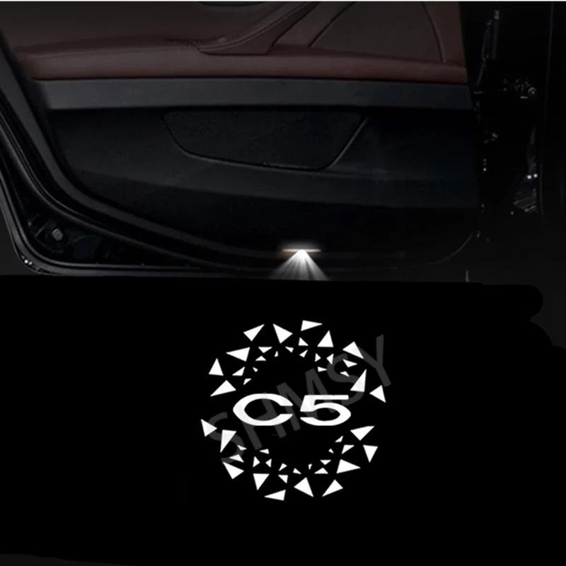 AABFJ1 2Pcs LED Car Door Welcome Lights Logo Projector For Citroen C5 X7 II Ghost Shadow Lamp Courtesy Light Auto Decorative Accessory