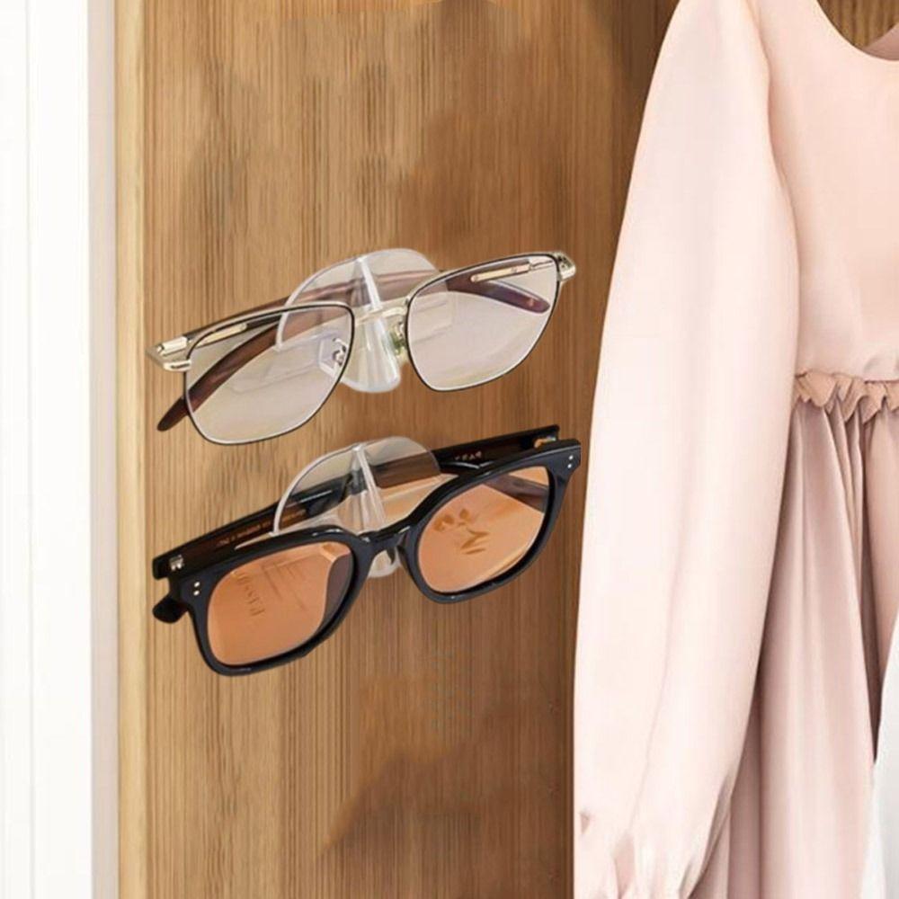 10Pcs Clear Glasses Storage Rack Self Adhesive Glasses Wall Holder Glasses Display Holder for Home