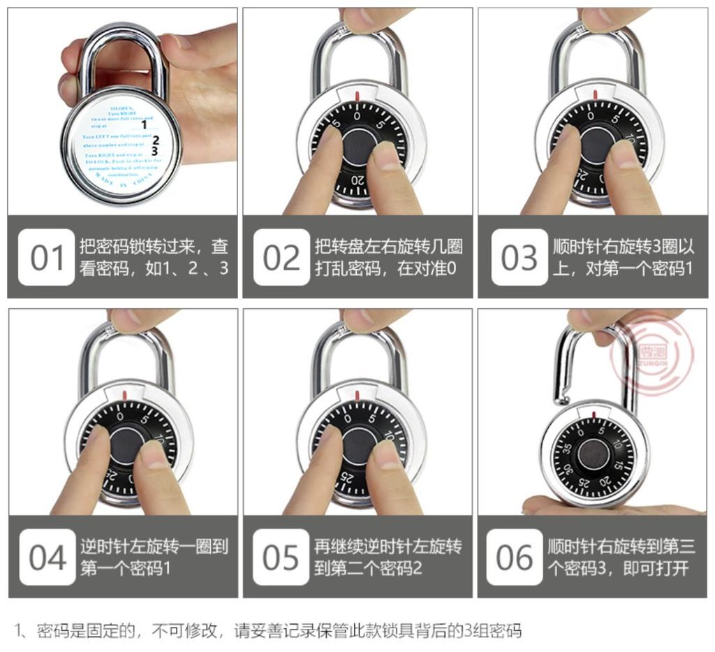 45 мм/50 мм Парольный замок Замок поворотного стола Спортивный замок Безопасный замок-молния Американский механический