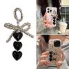 Sweet Beaded Bowknot Heart Keychain Pendant Lovely Hangings Decorations Keyring Charm for Purse Bag Backpack Handbag