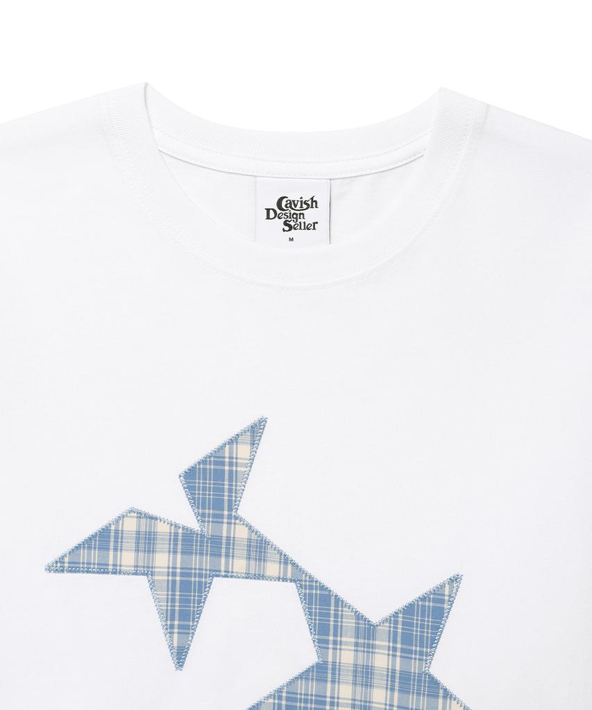 CAVISH Twin Star Check Applique Ls Tee White(Cv2Gsut555A)