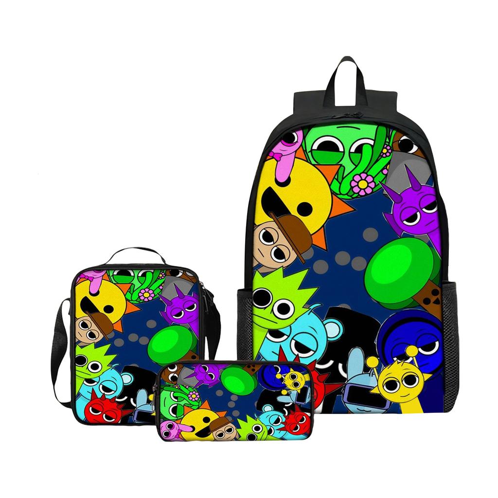 Anime Peripheral Printed Backpack, Personalized Backpack Storage Bag,Three Piece Backpack Lunch Bag Pencil Case Set,School Supplies