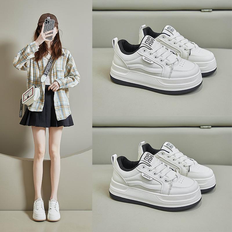 Spring White Shoes New Style Female Students' Height-enhancing Sports Shoes Trendy Casual Shoes Street Photography
