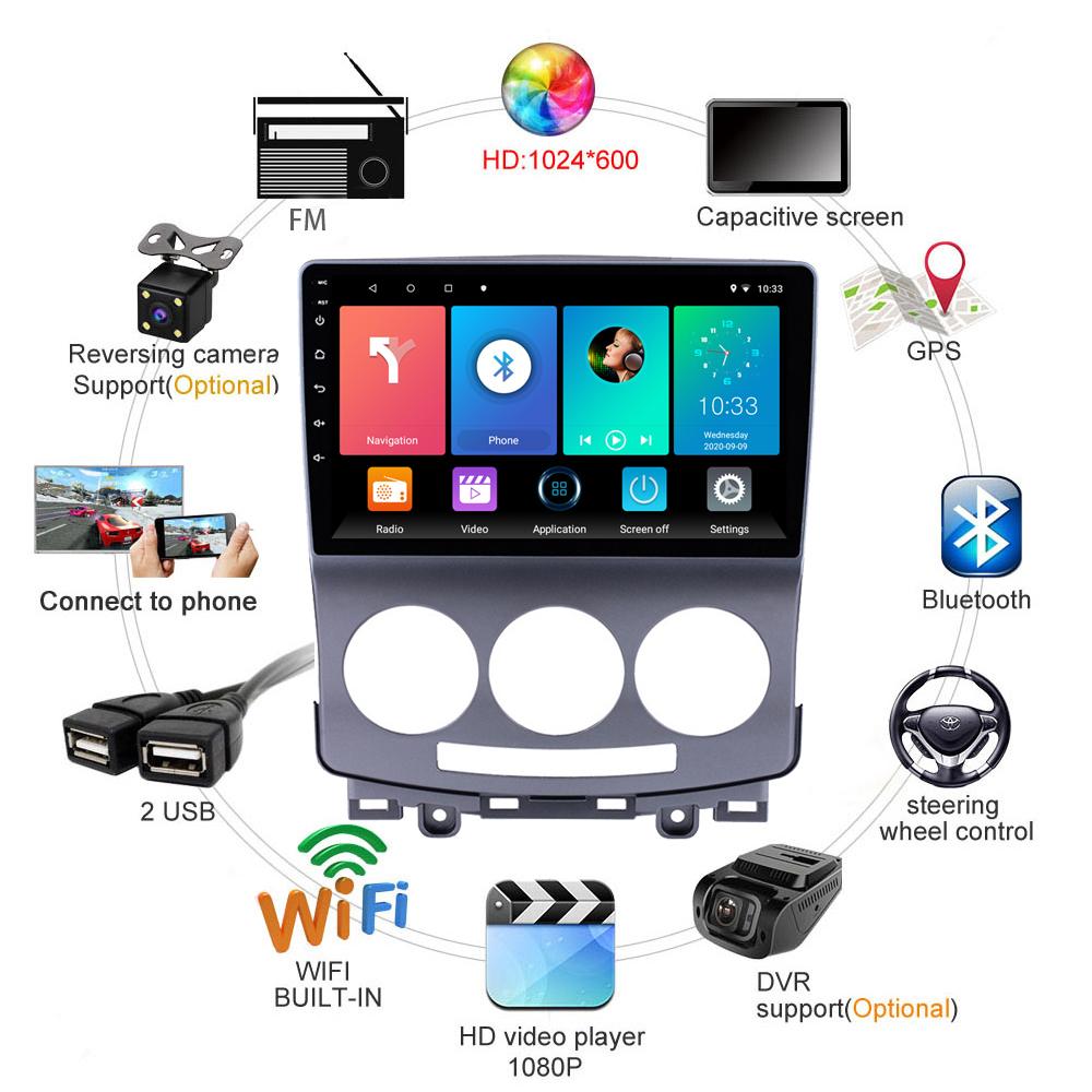 icreative 2 Din Android Auto Radio for Mazda 5 2005-2010 Car Radio Multimedia GPS Track Carplay Multimedia Player Stereo