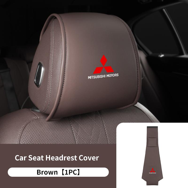 cxytvd1 For Mitsubishi 1/2PCS Leather Car Seat Headrest Protective Cover Interior Accessories Outlander Lancer Eclipse Mirage Xpander