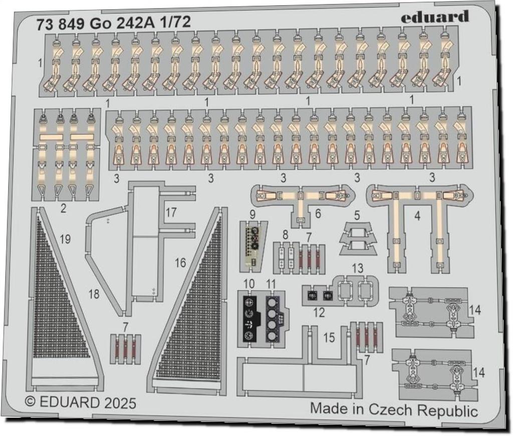 Эдуард 1/72 Масштаб Go242A Фототравление (для ИБГ) Пластиковая сборная модель EDU73849 (Самолет)