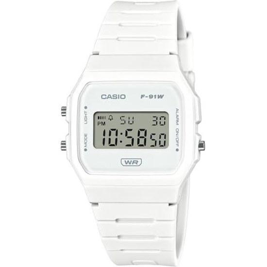 CASIO Цифровые Унисекс Наручные Часы Дешевые F-91WB-7A Без Коробки Простая Упаковка Ремешок из Биопластика Белый