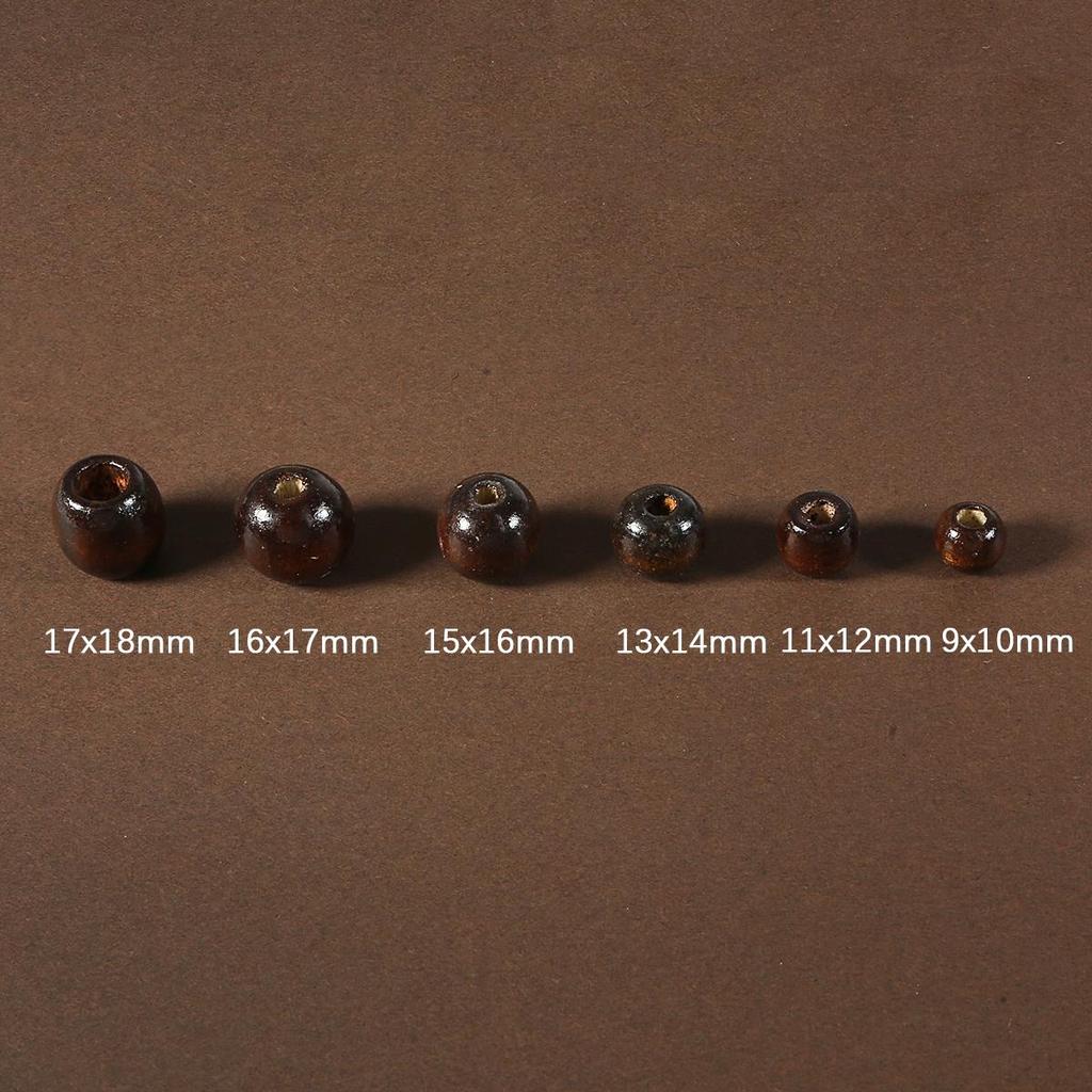 50PCS Big Hole Natural Wood Loose Beads Wooden Round Beads For Jewelry Making Bracelet Necklace Accessories DIY Crafts