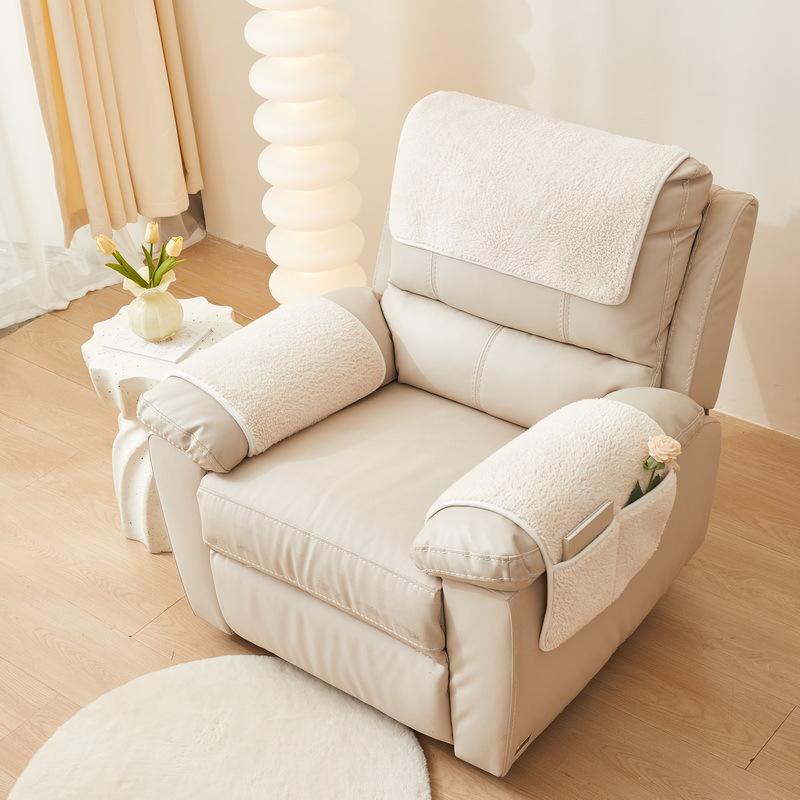 Лампа плюшевый коврик для дивана-реклайнера, однотонный мягкий чехол для кресла, нескользящая сумка для хранения, одиночная боковая подушка для дивана для гостиной