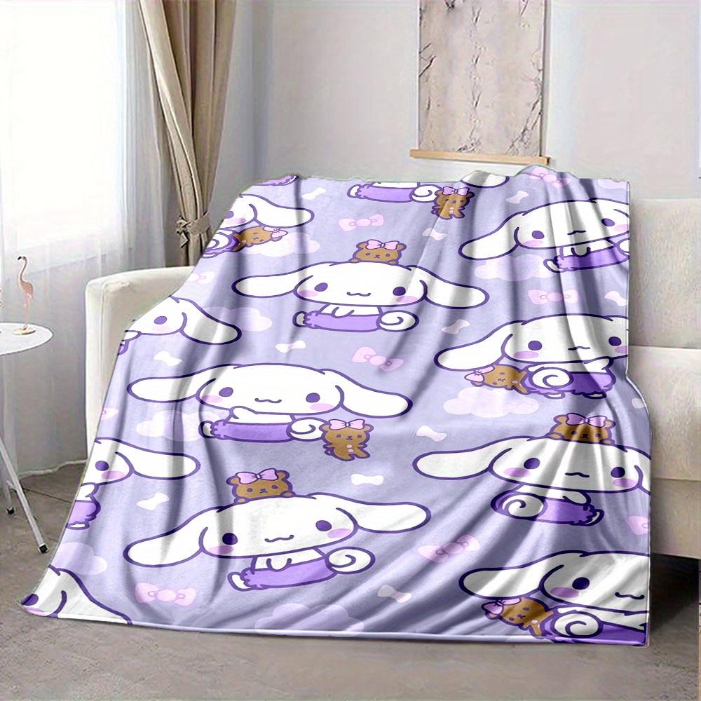 1pc Cute, Purple, Cinnamoroll RV Blanket, Digital Printed Flannel Blanket, Multi-Purpose Four Seasons Hypoallergenic Quilt for Sofa, Bed, Of