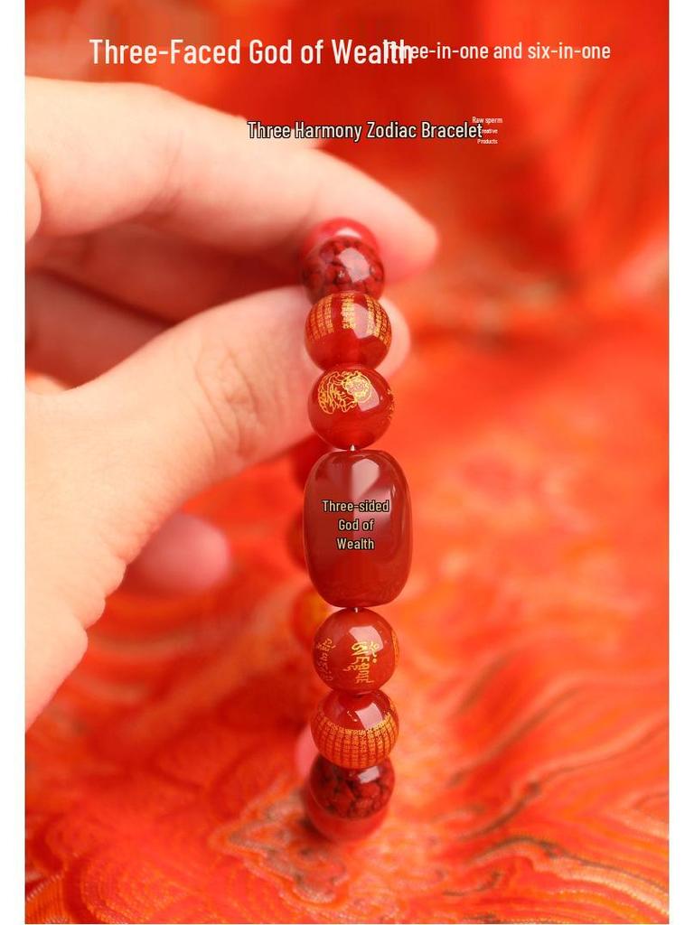2025 Year of the Snake Crystal Cinnabar Bracelet - Tai Sui, Wealth God & Heart Sutra Charm for Men and Women