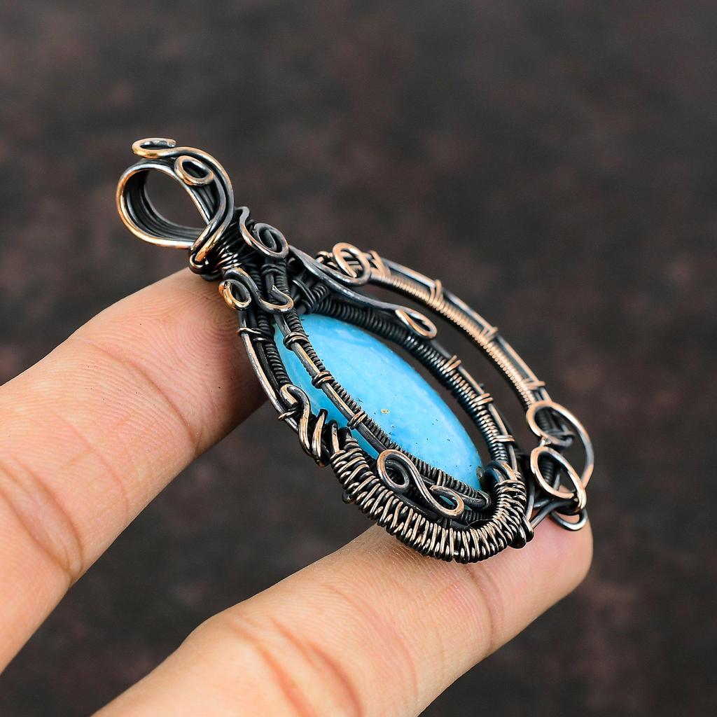 Смитсонитовый кулон, подвеска из медной проволоки, ювелирные изделия из Смитсонитового драгоценного камня, элегантный кулон, кулон ручной работы, медные ювелирные изделия, подарок для женщин