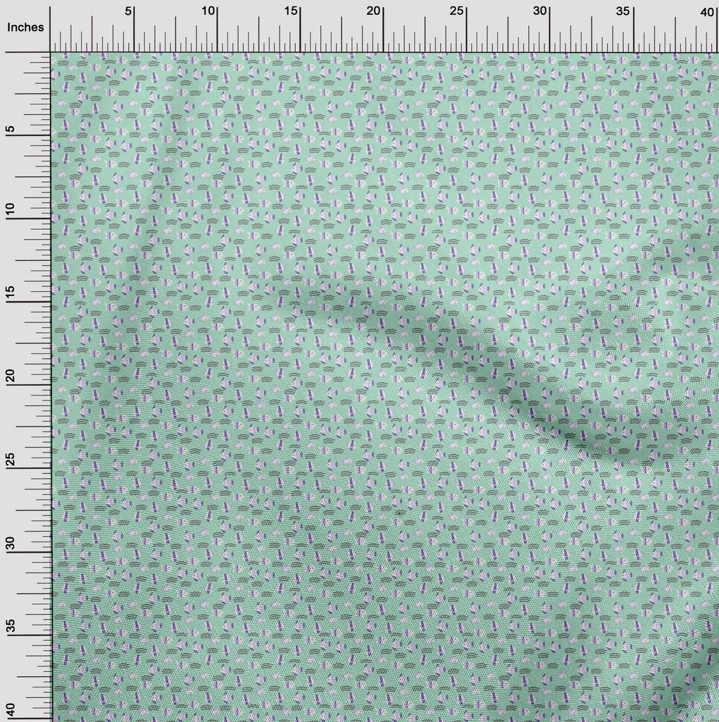 oneOone Cotton Flex Mint Green Fabric Underwater Sewing Material Print Fabric By The Yard 40 Inch