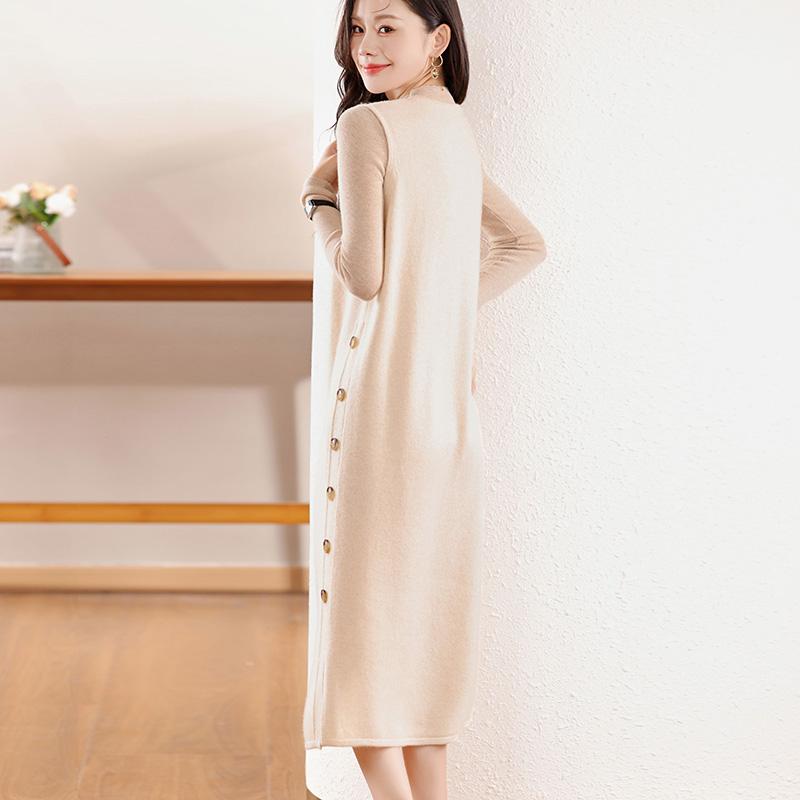 Женское кашемировое платье Qinghe кашемир 30% кашемир 70% шерсть осенне-зимняя кашемировая юбка мягкая и теплая