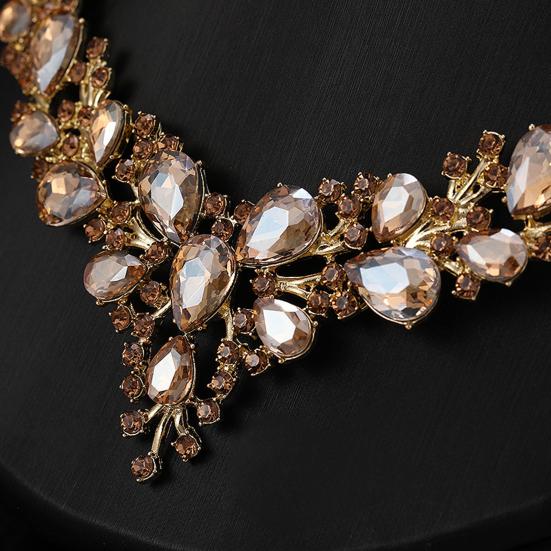 1 комплект свадебных серег, удлинительная цепочка, искусственный кристалл, инкрустированные стразы, нарядные, блестящие, для ужина, женские ювелирные изделия, ожерелье, женский аксессуар