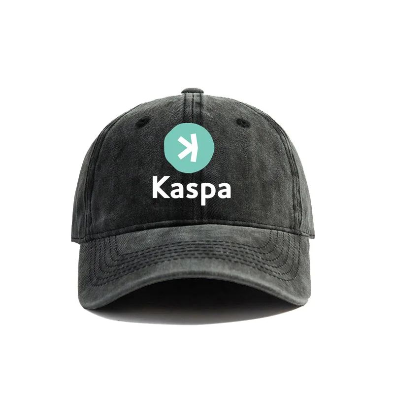 Кепка Kaspa Crypto distressed Бейсболка Крутая Унисекс Ретро Для улицы Летняя Регулируемая Подарок Папе Шляпа Kaspa Coin Защита от солнца для улицы