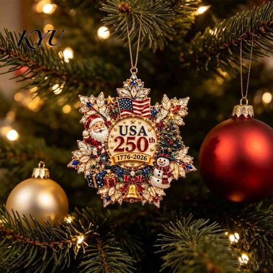 Red White And Blue Hanging Decor USA 250th Anniversary Christmas Ornament, Snowflake Decor, 1776-2026 Commemorative Patriotic Gift Acrylic Tree