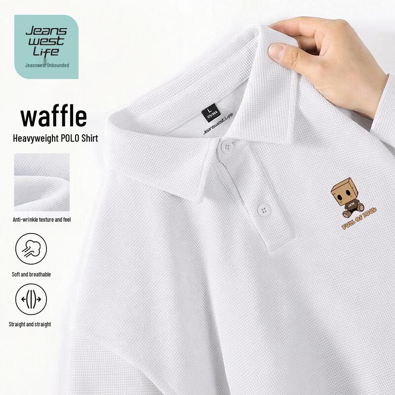 JEANSWEST LIFE Унисекс Вафельный Хлопковый Поло с Мультяшным Принтом