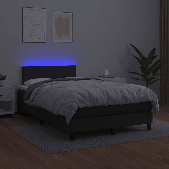 Maison Exclusive - Sommier à lattes de lit matelas LED noir 120x190 cm similicuir