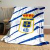 Royal Blue Striped Emblem Blanket Patterned Blanket, Flannel, Suitable for All Seasons, Home Decor, Warm and Cozy